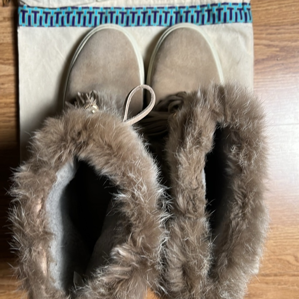 Tory Burch Angelica Real RabbitFur Tassel Boots Natural Size 10 $395 Retail A577 - Picture 7 of 7